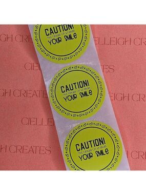 Caution This Package Can Brighten Your Smile  Packaging Sticker Label